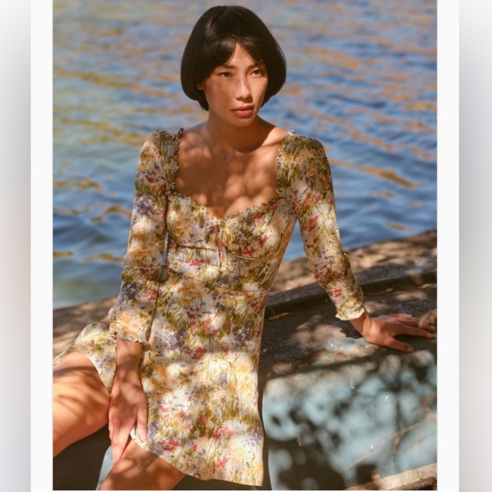 Reformation Sz 8 Remi Floral Long Sleeve Mini Dress